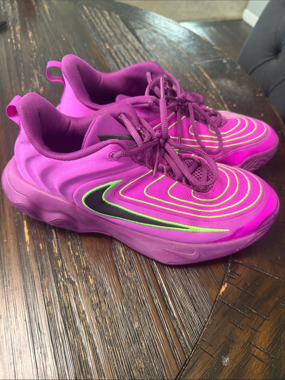 Nike Giannis Immortality 4 Kids Purple Sneakers with Neon Green Accents